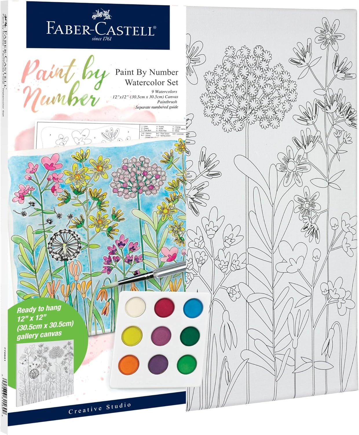 Watercolor Paint By Number Farmhouse Floral - Diy Number Painting JB-43110