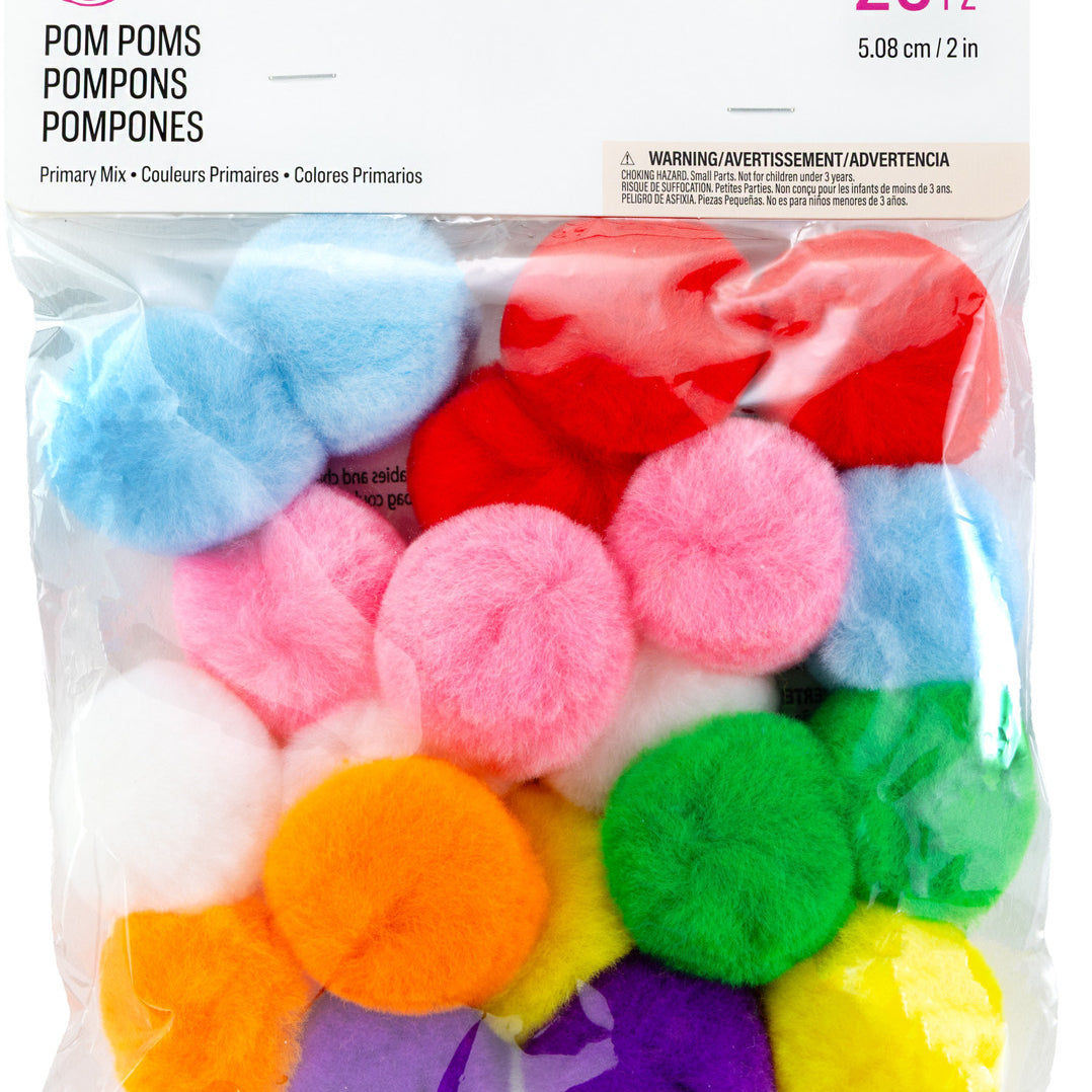 2" Assorted. Primary Pom Poms JB-43760