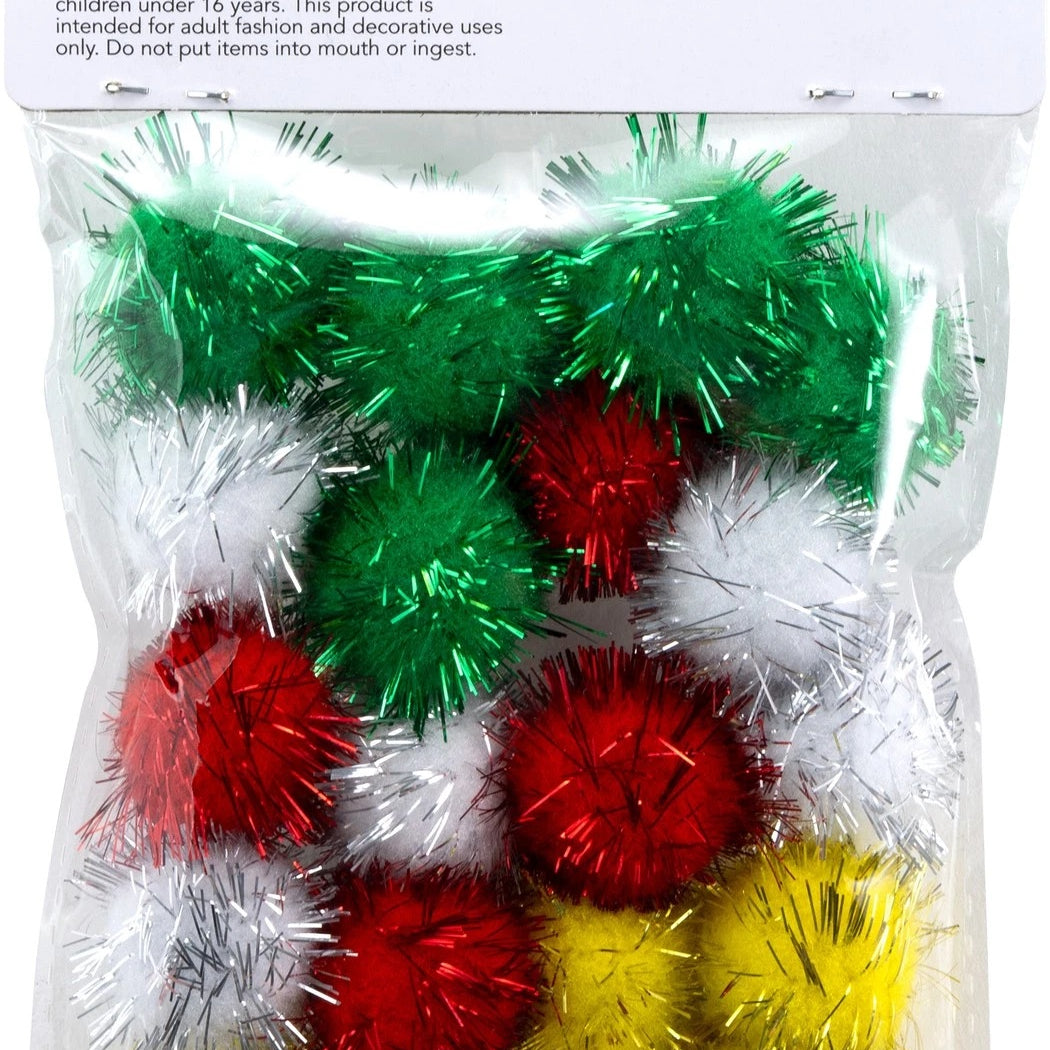 1" Christmas Pom Poms JB-43762