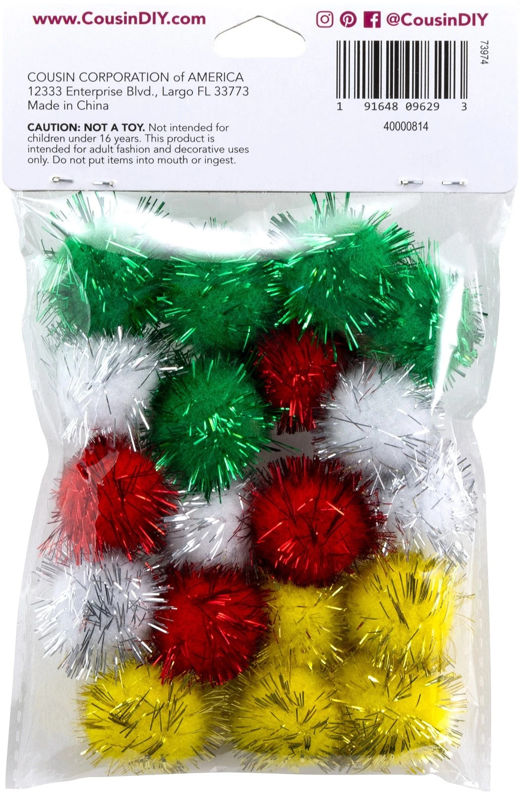 1" Christmas Pom Poms JB-43762
