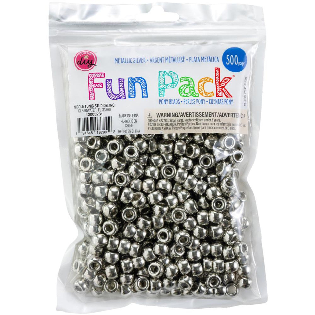Metallic Silver Pony Bead Pack JB-43772