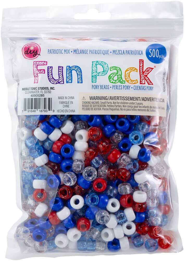 Patriotic Mix Pony Bead Pk JB-43779