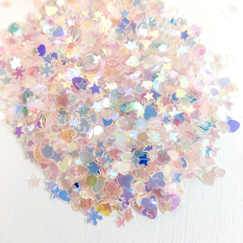 Holographic Pink Star & Heart Sequins JB-43818