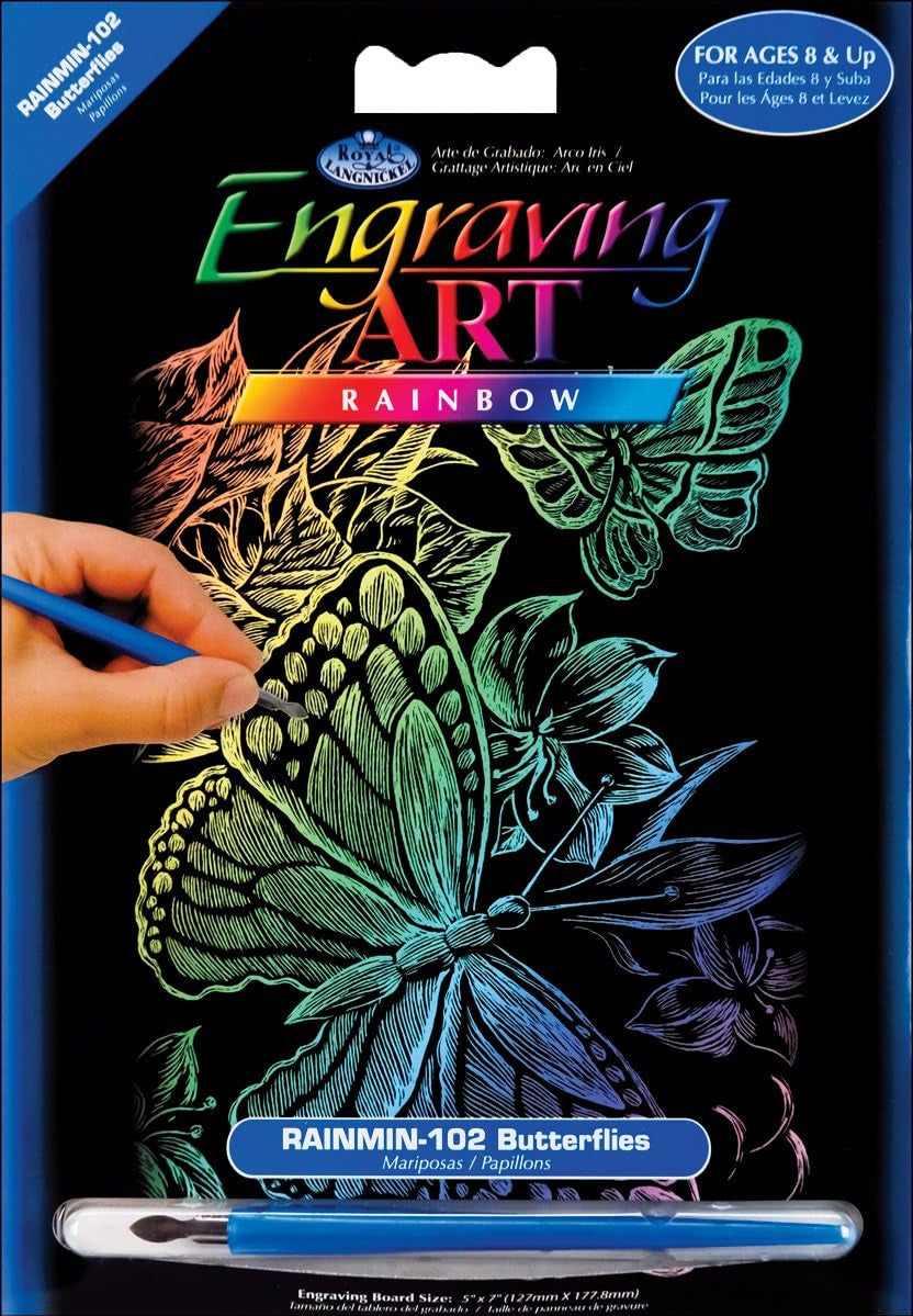 Rainbow Foil Engraving Art Mini Kit 5"X7"-Butterflies 30 JB-44025