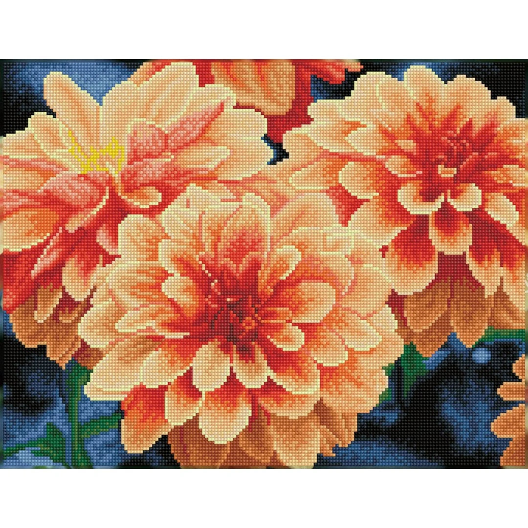Peach Dahlias Diamond Art Kit 30 JB-44070