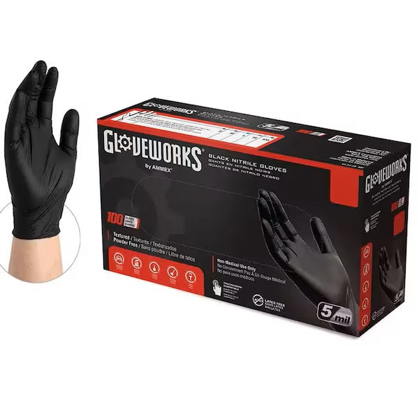 Lg 5 Mil Black Nitrile Gloves 40 JB-44181