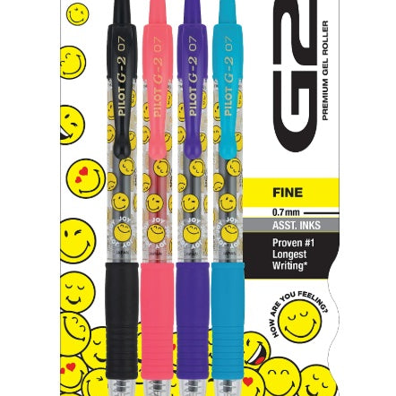 Pilot G2 SmileyWorld 0.7mm Gel Pens - Assorted, 4/Pack 40 JB-44384