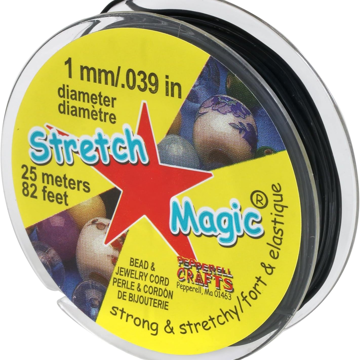 Stretch Magic Jewelry Cord - Black, 1 mm x 82 ft 30 JB-44661