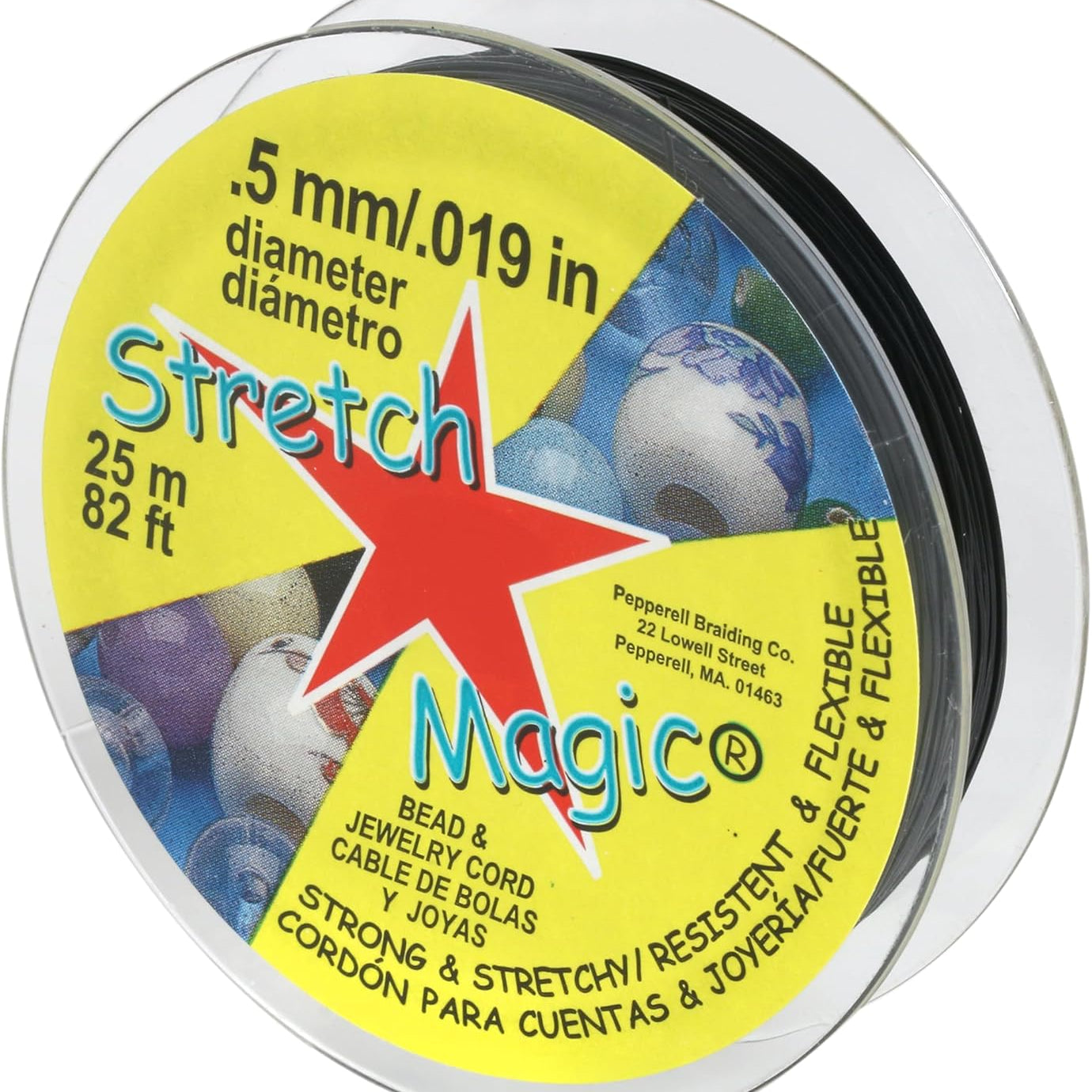 Stretch Magic Jewelry Cord - Black, 0.5 mm x 82 ft 30 JB-44663