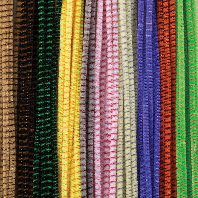 Striped Chenille Stems - 100/Pack 30 JB-44733