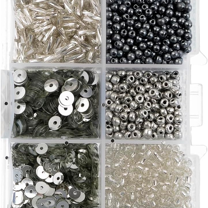 John Bead Sequins & Beads Kit - Silver, 81 g 30 JB-44757