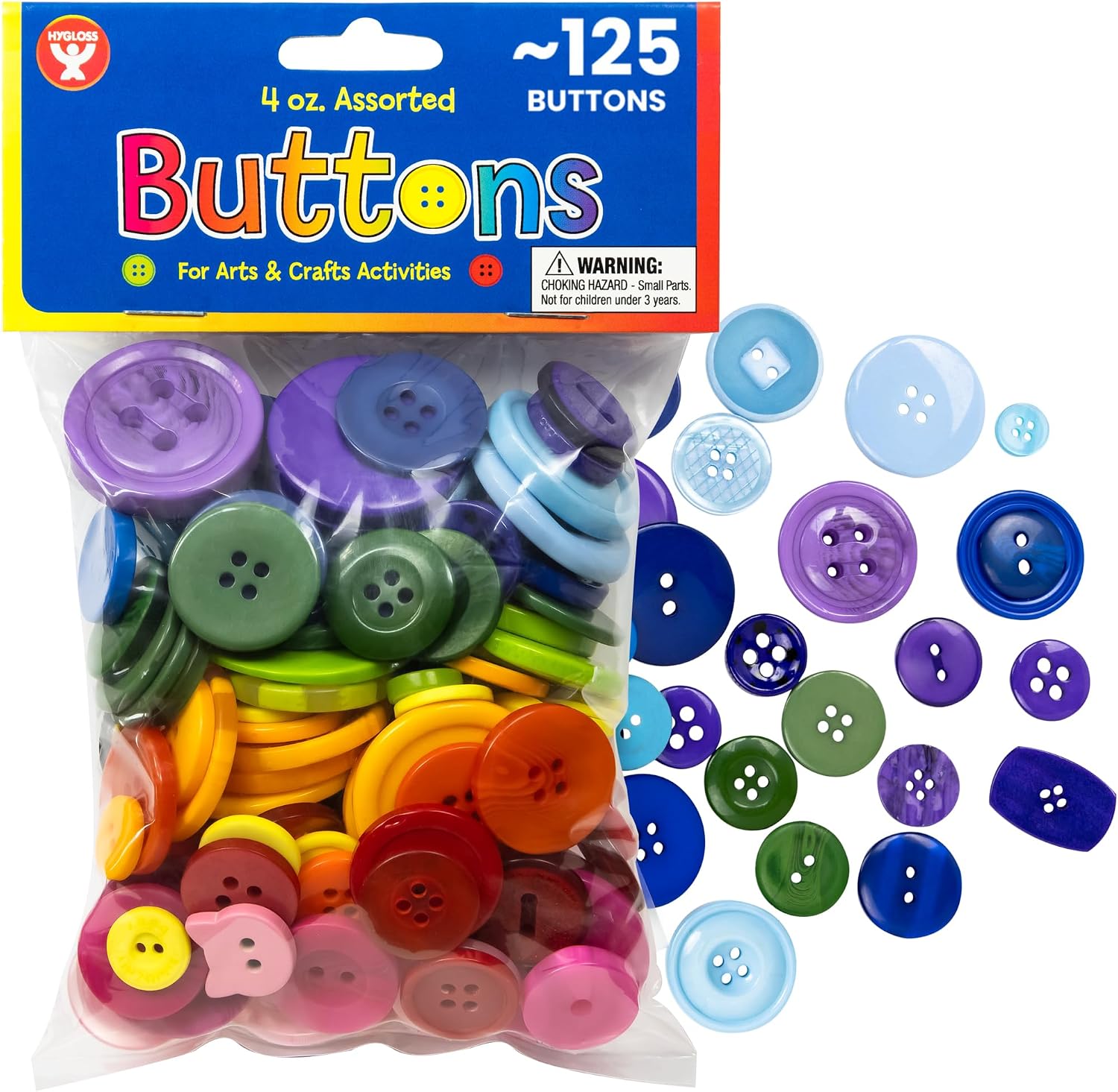 Hygloss Bright Craft Buttons - 4 oz 30 JB-44796