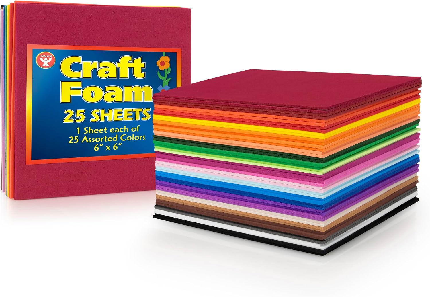 Hygloss Assorted Craft Foam Sheets - 6" x 6" 30 JB-44802