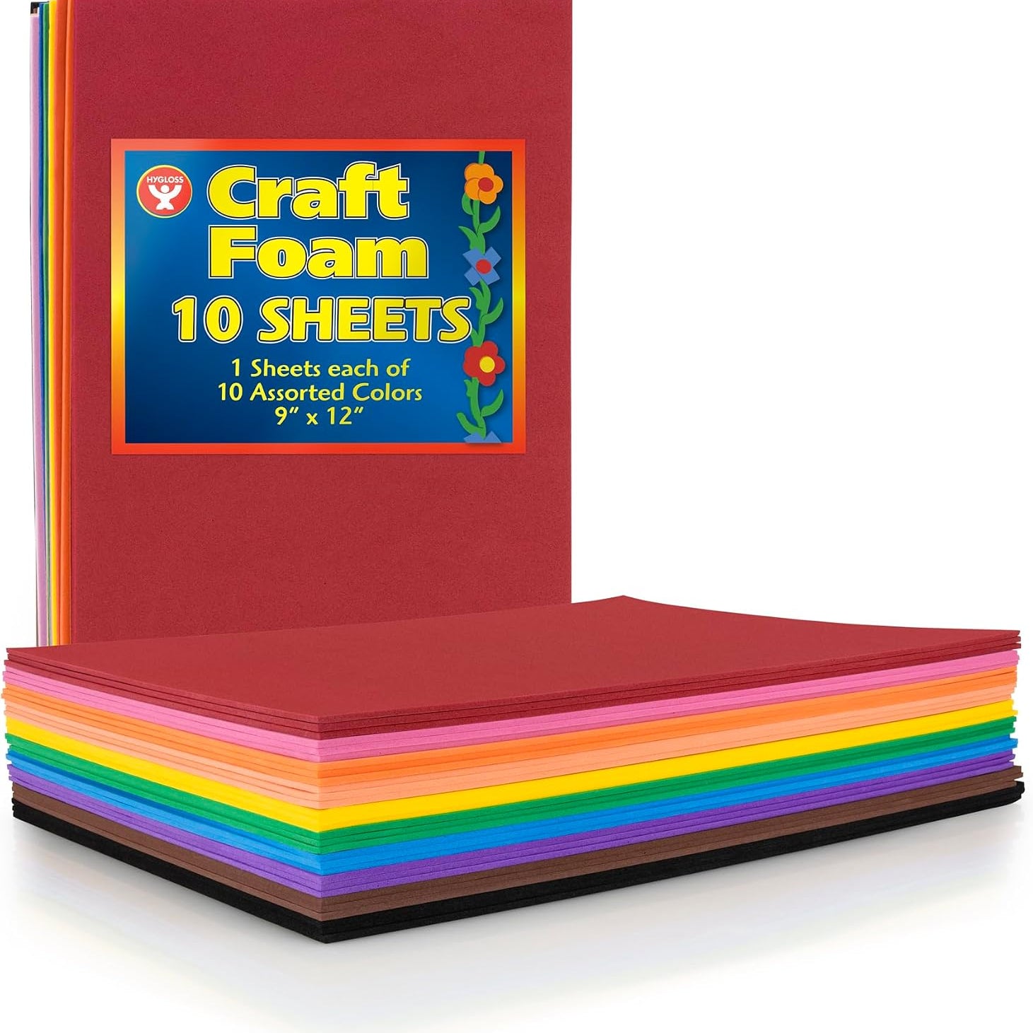 Hygloss Assorted Craft Foam Sheets - 9" x 12" 30 JB-44804