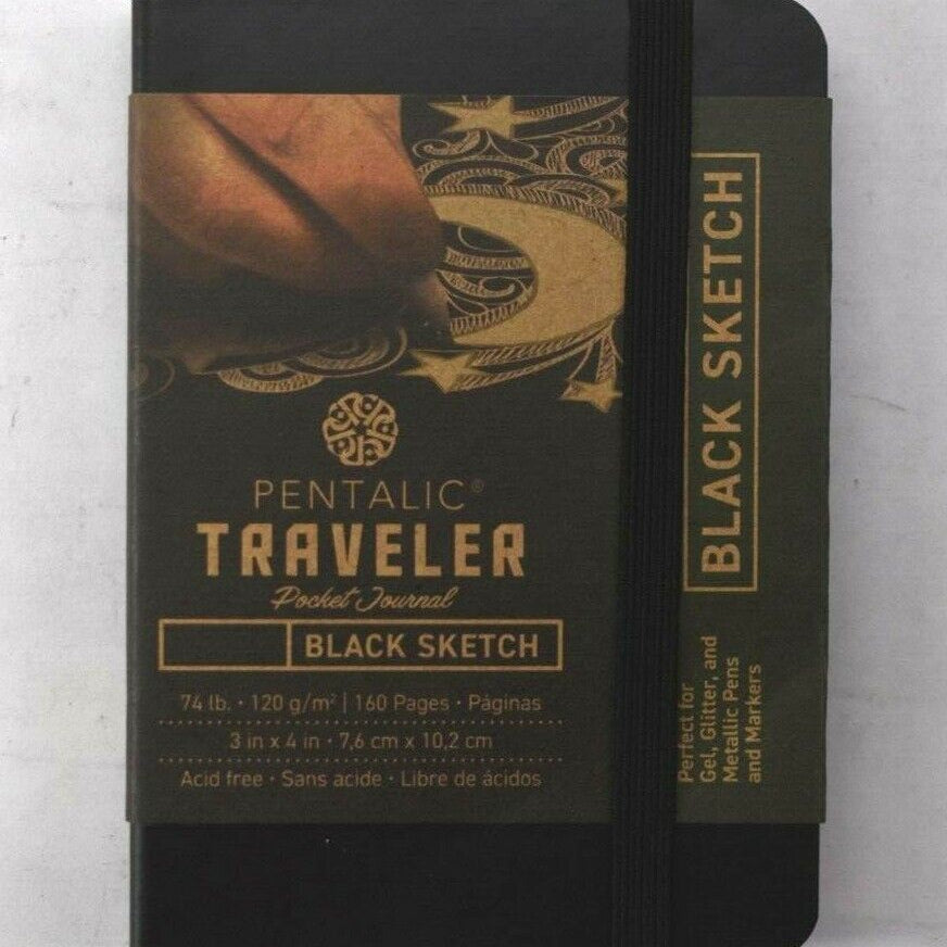 4X3 Black Paper Travelers Midnight Journal Arts & Crafts JS-12589