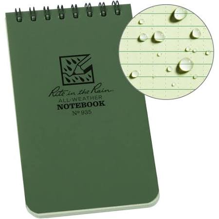 RR #935 3X5 NOTEBOOK GREEN RITE IN THE RAIN ALL WEATHER WATERPROOF Jerrol's Supplies