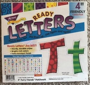 Classroom Display Board Trend Ready Letters - Furry Friends Patchwork 4" JS-14518