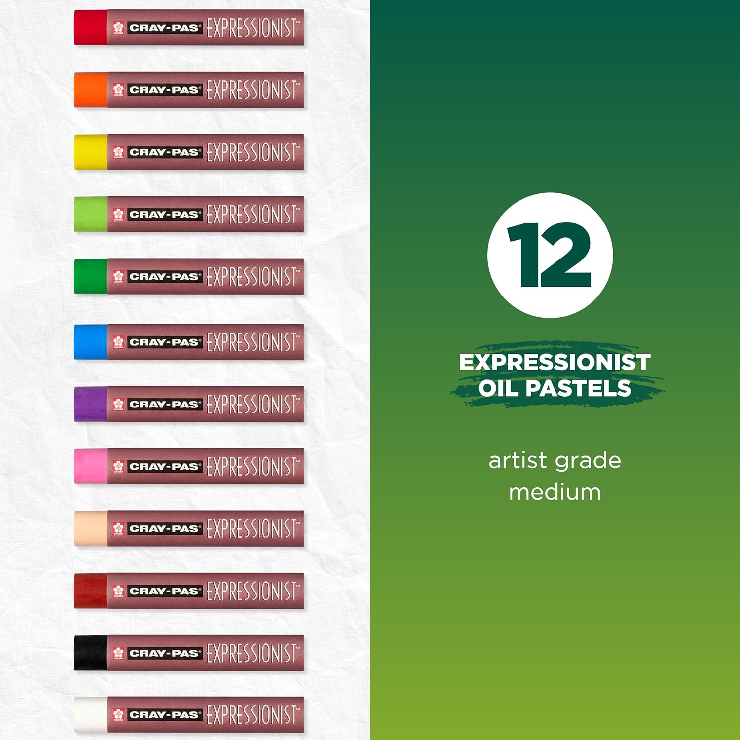 Sakura Cray-Pas Expressionist Oil Pastel Set - Soft Oil Pastels For Artists - 12 Arts & Crafts JS-16714_2