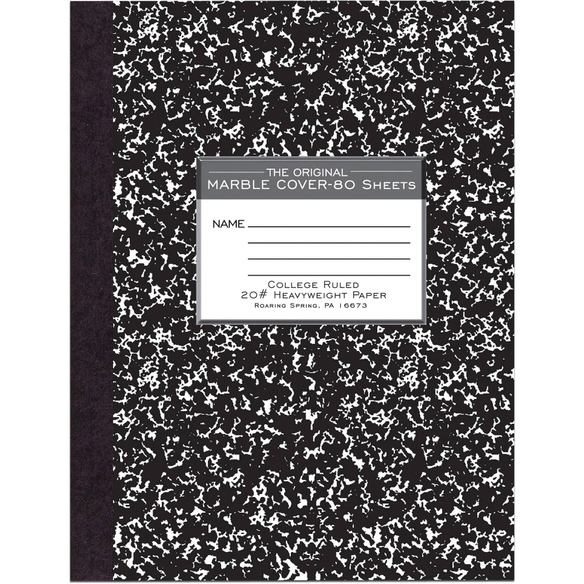 Nb Black Marble 9.75X7.5" College Ruled Composition Notebook JS-16925