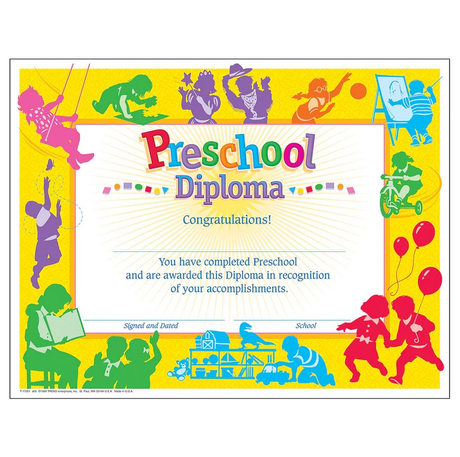 Certificate Of Preschool Diploma Certificate MW-10099
