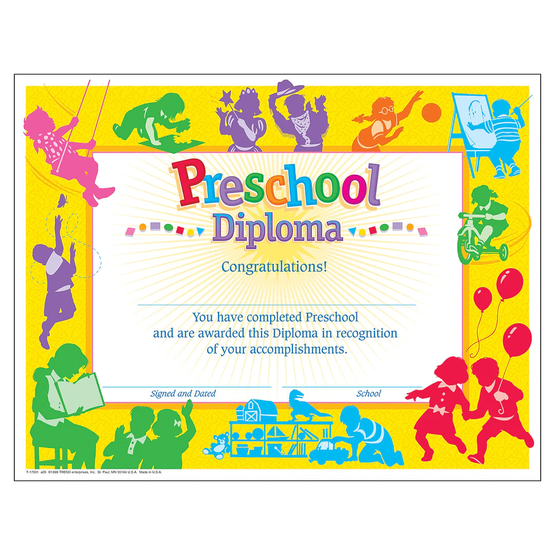 Certificate Of Preschool Diploma Certificate MW-10099