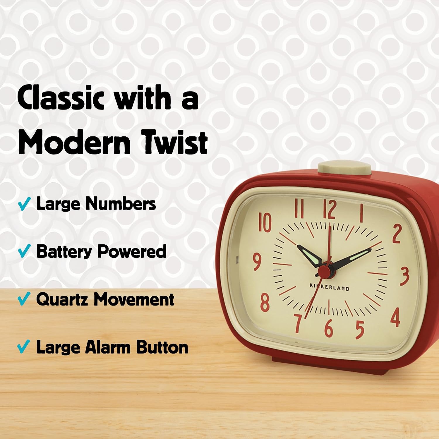 Kikkerland Red Retro Alarm Clock 50 MW-13684_8e45a156-1e55-4f12-9095-a66335928a46