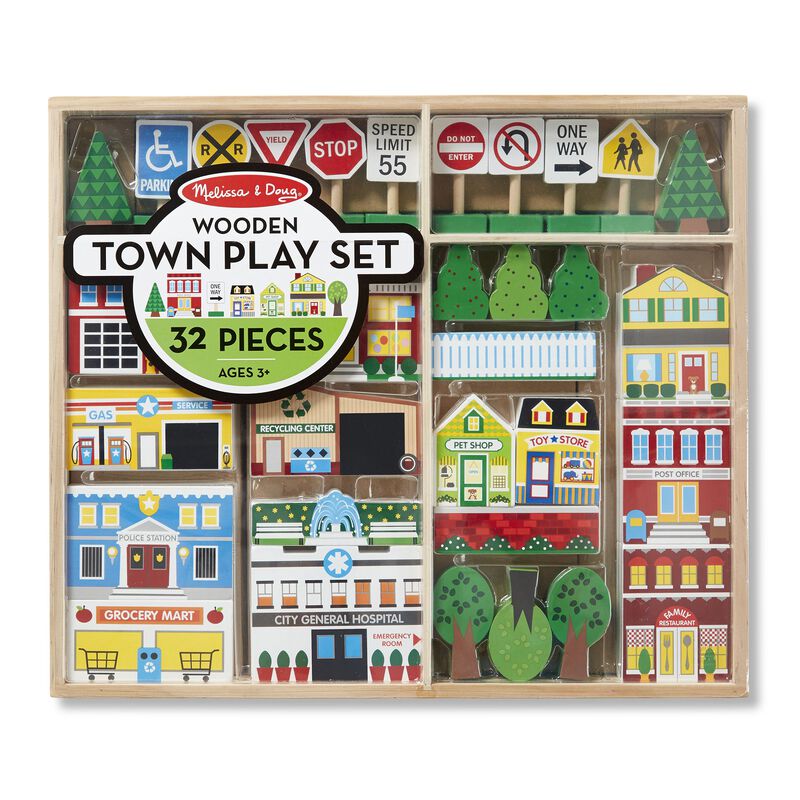 M&D Wooden Town Play Set Melissa & Doug MW-15515_0ef5c4c9-c2b2-4e63-91e3-43391023175e