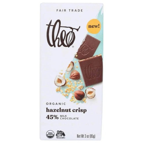 Theo Chocolate: Hazelnut Crisp Milk Chocolate Bar, 3 Oz MW-18299