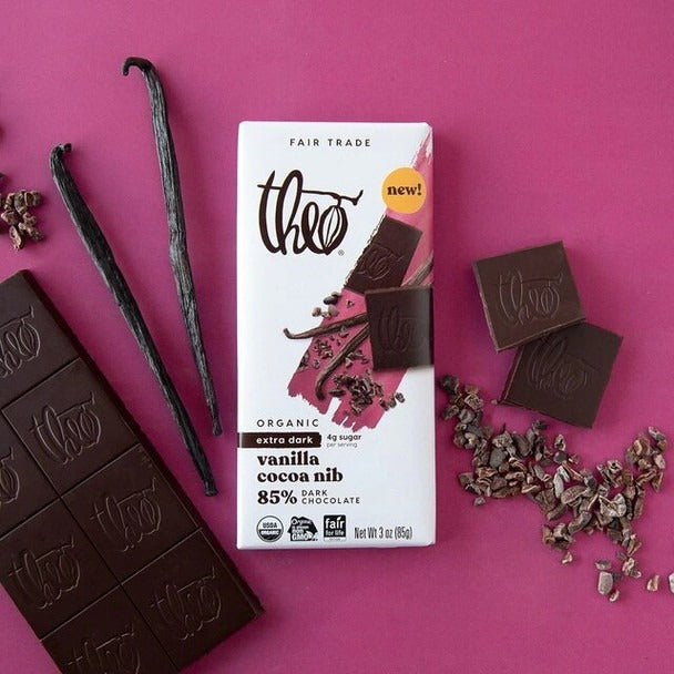 Theo Vanilla Cocoa Nib 85% Dark Chocolate Bar 3Oz MW-18699