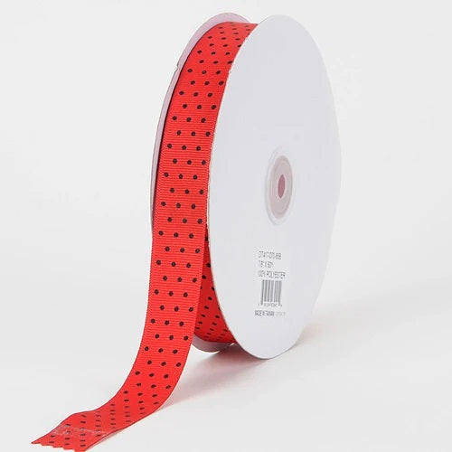 Grosgrain 5/8 Red Dots Ribbon MW-18727