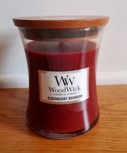 WOODWICK MEDIUM HOURGLASS CRACKLE CANDLE 9.7oz - ELDERBERRY BOURBON MW-18961