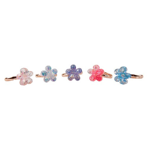 Boutique Shimmer Flower Rings, 5Pcs MW-20219