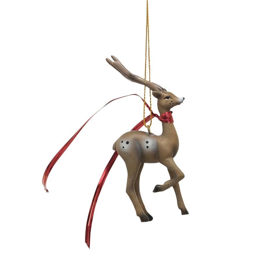 Deer Resin Ornament W/Ribbon MW-21227