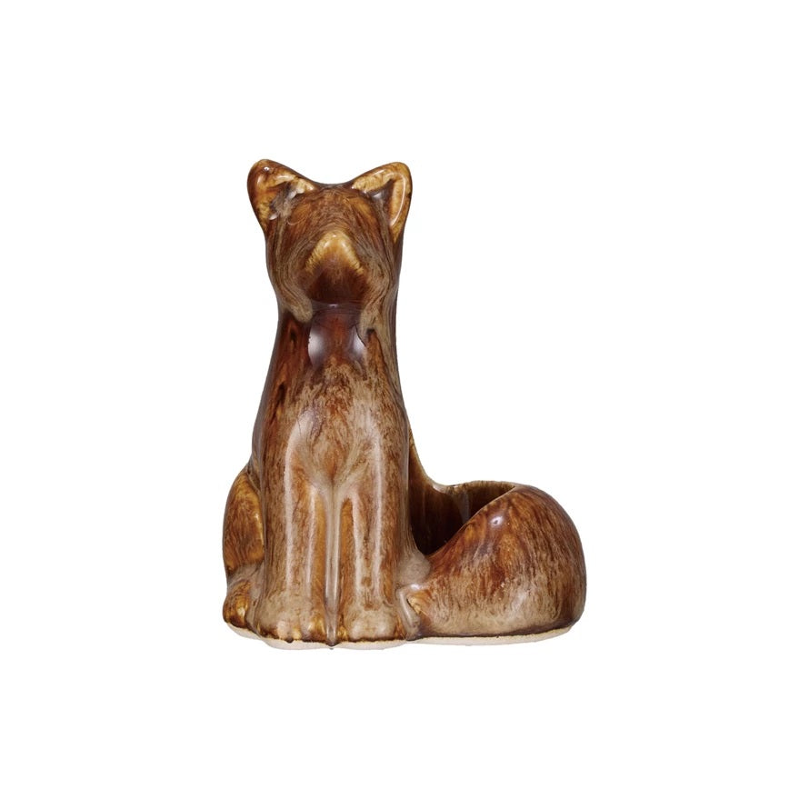 Fox Taper Holder Stoneware MW-21238