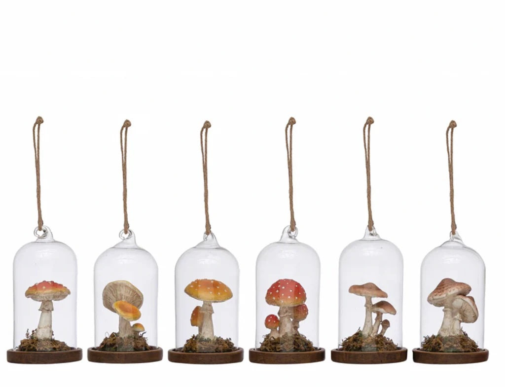 Mushroom Glass Cloche Ornament MW-21239