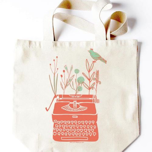 Canvas Tote Typewriter Bird MW-21249