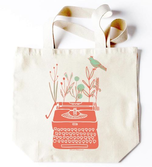 Canvas Tote Typewriter Bird MW-21249