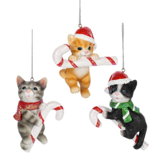 Candy Cane Cat Ornament MW-21285