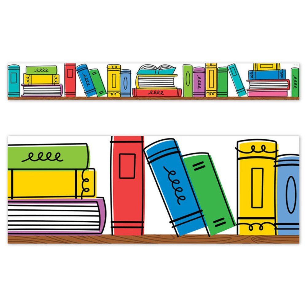 Doodle Bookshelf Border MW-21444
