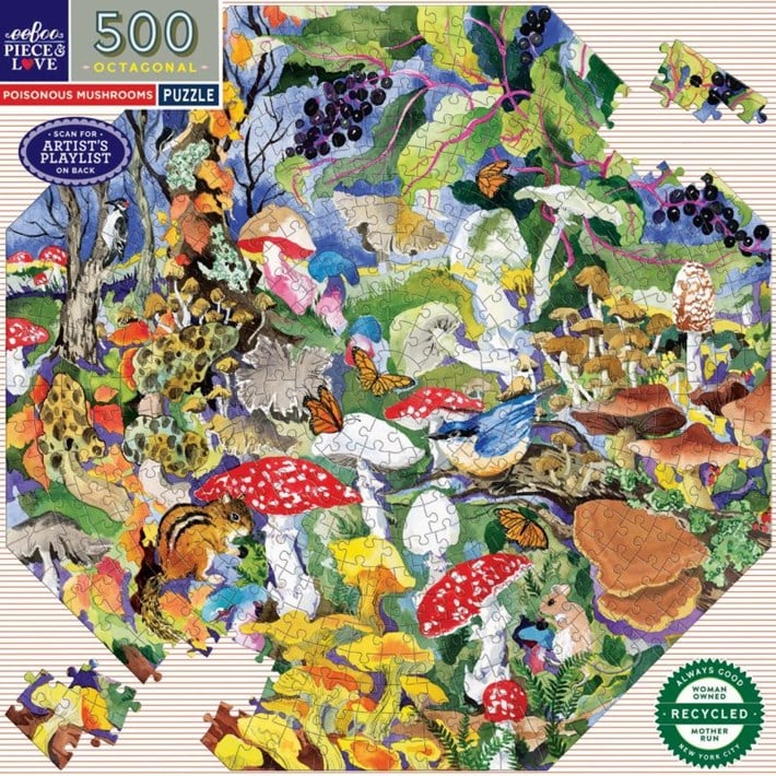 Poisonous Mushrooms 500 Piece Octagonal Puzzle - Eeboo MW-21492