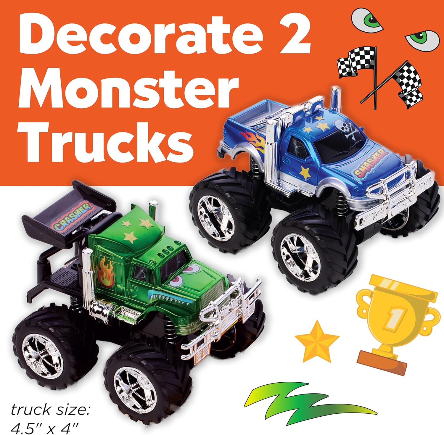 Creativity For Kids Monster Trucks Kit: Customize 2 Monster Truck Toys MW-21644_1