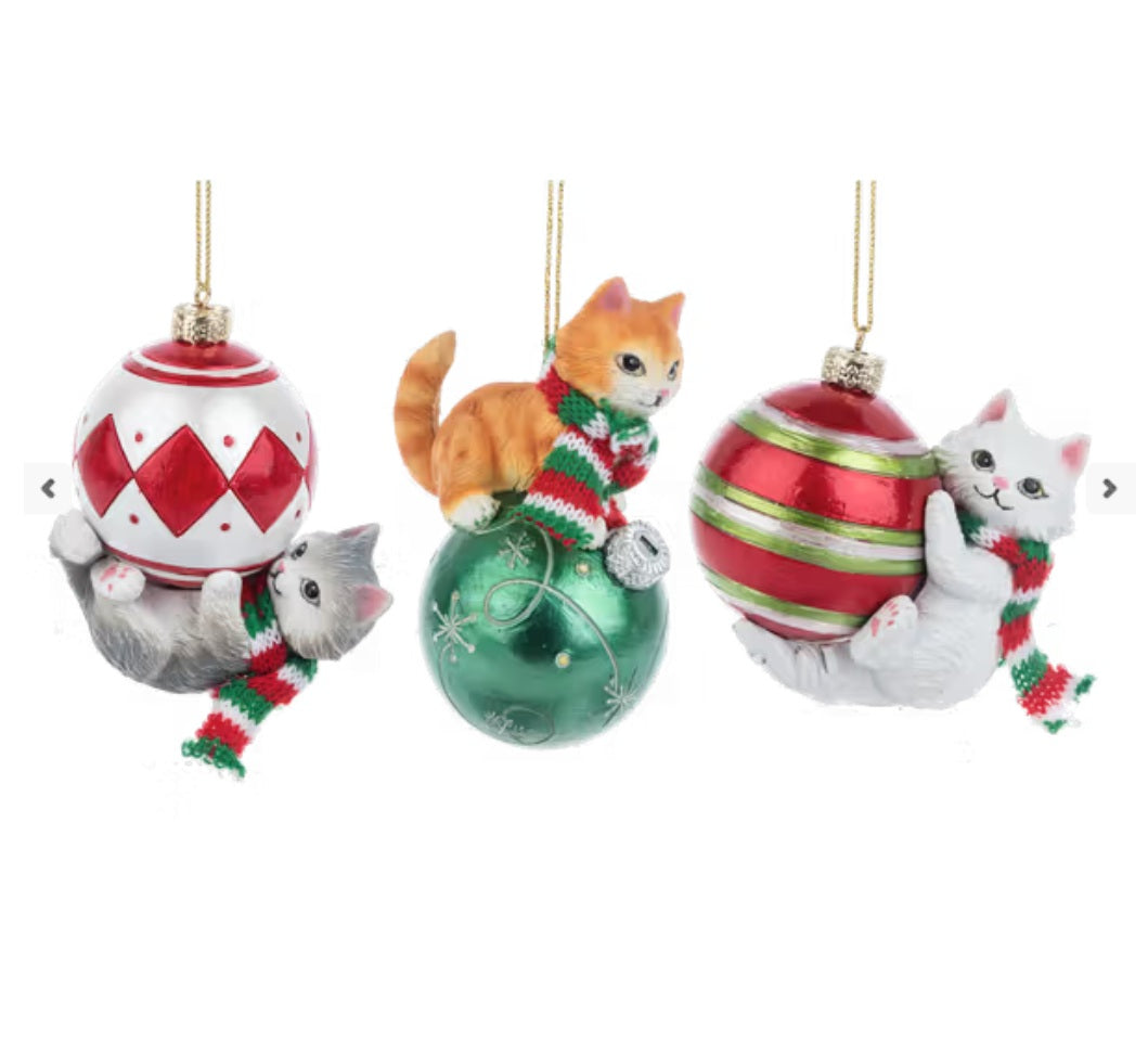 Meowy Cat Ornament Ball - (1 Item – Random Color) MW-21889