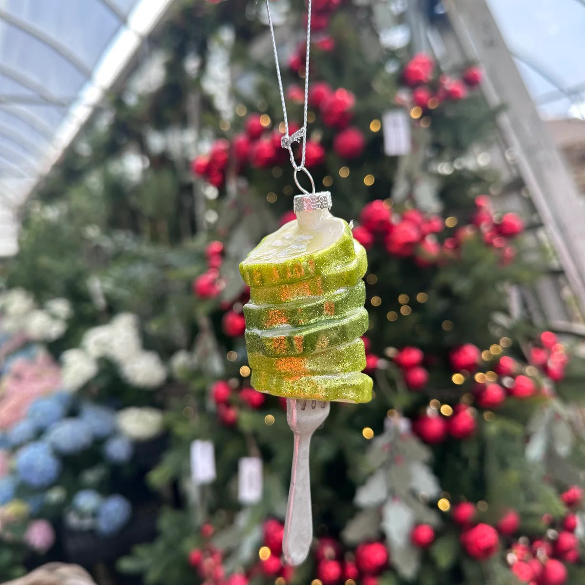 Pickles On Fork Glass Ornament MW-21908