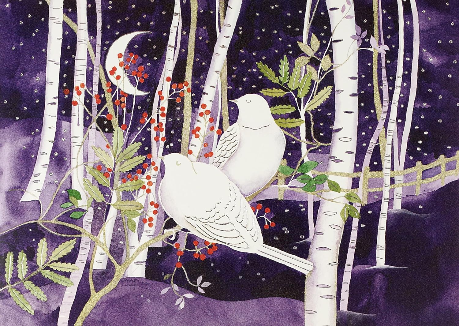 Xmas Cards Doves Birches MW-22108