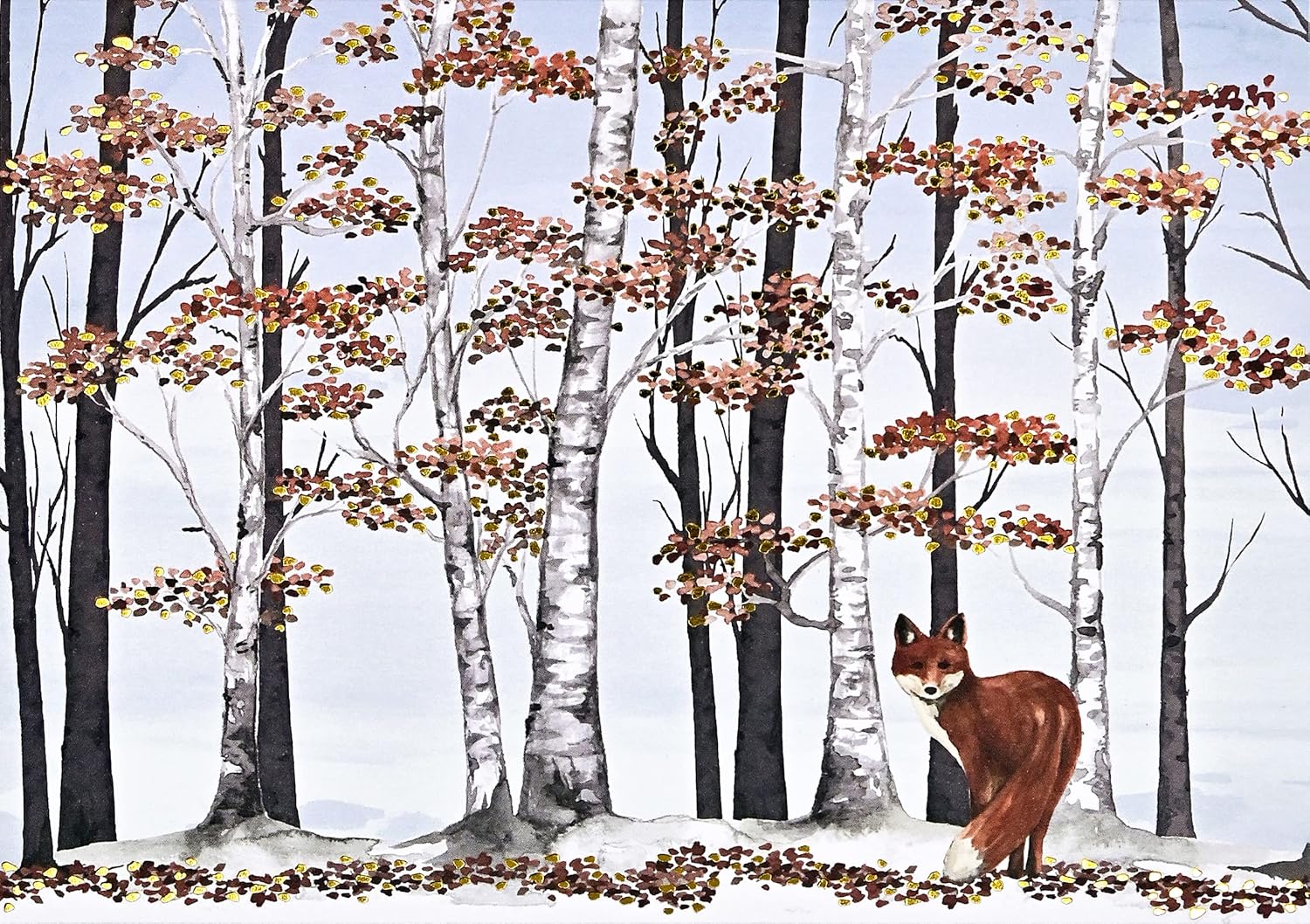 Xmas Cards Fox Birches MW-22109