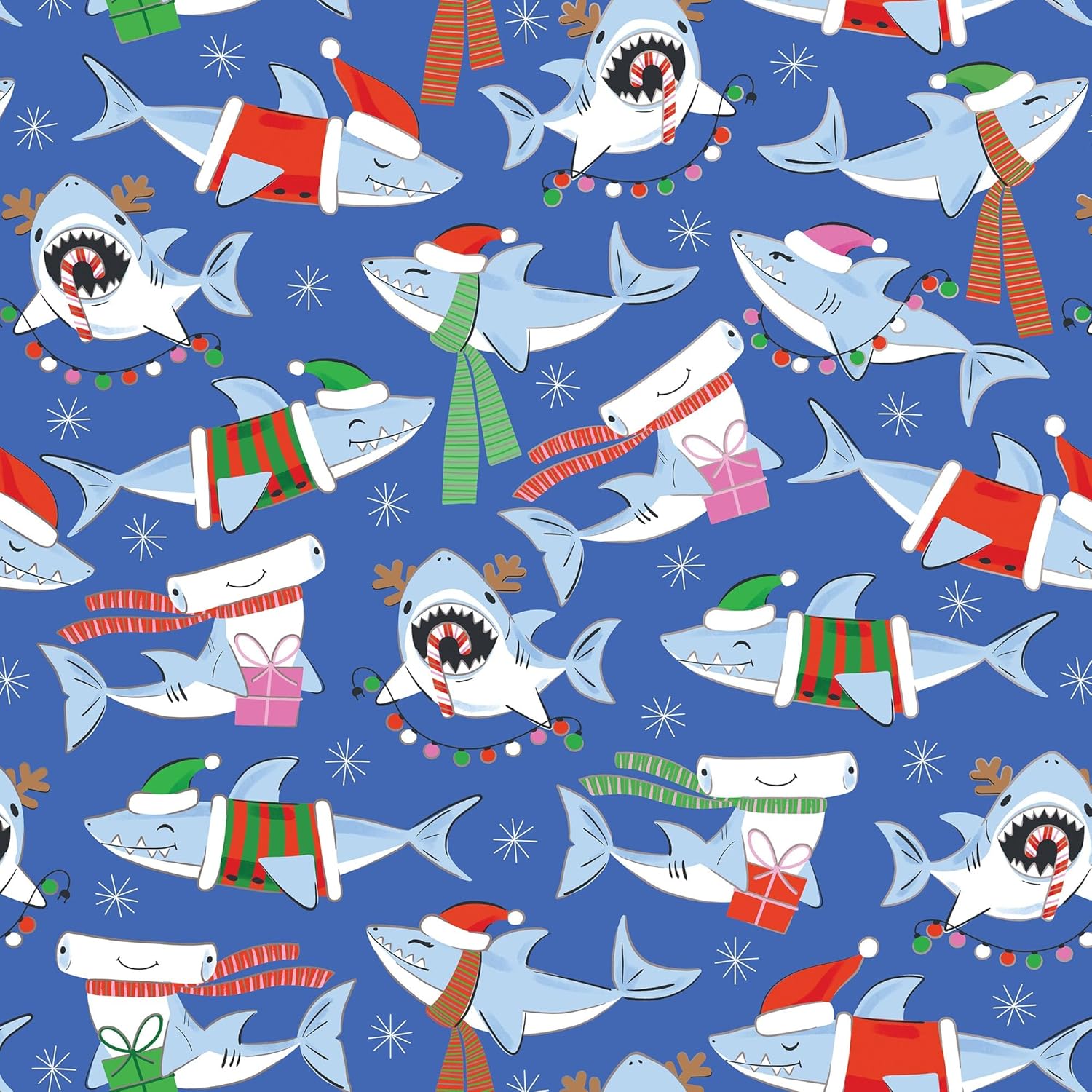 Merry Sharks Jumbo Roll Wrap - 10' X 30" MW-22263