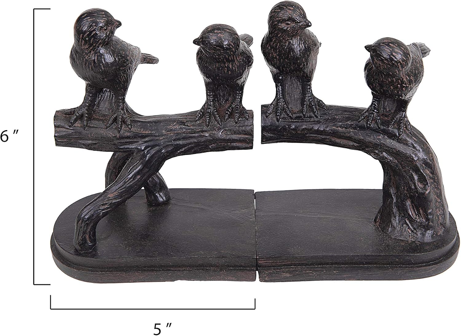 Creative Co-Op Resin Birds on a Branch Shaped Bookends (Set of 2 Pieces) 50 MW-22730_82c5ea34-37cb-4649-b54c-783ee5988929