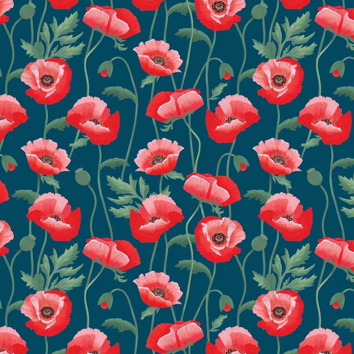 Pretty Poppies Roll Wrap 50 MW-22993