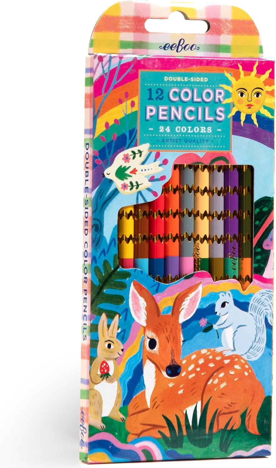 eeBoo Fawn & Sun Double-Sided Colored Pencils - 12 Pack 80 MW-23609