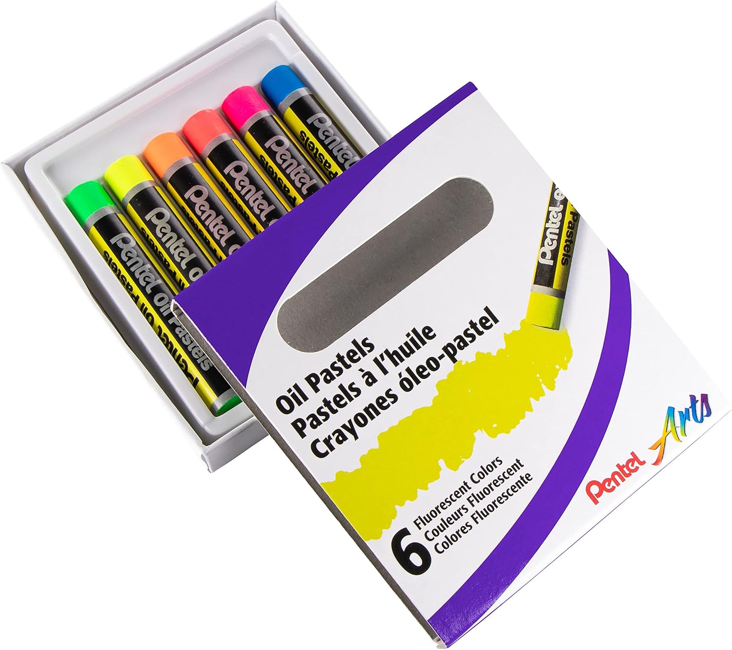 Pentel Arts Fluorescent Oil Pastels - 6 Colors Arts & Crafts PLPHNF6_1